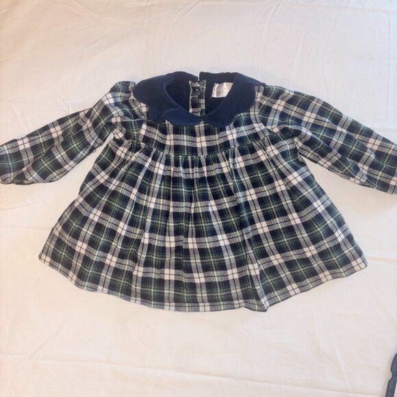 Cecil and Lou Girls Navy Green Plaid Corduroy Collar Blouse Holiday Prep 3T - Picture 2 of 14